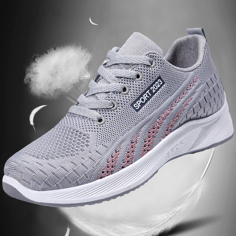 Flat Flying Woven Breathable Mesh Surface Sneaker Women's Casual Soft Bottom Shoes