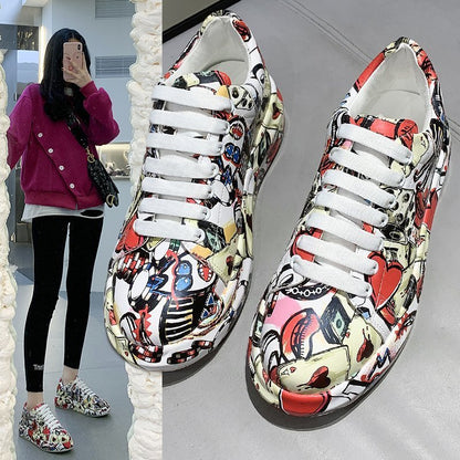 Women's Fashion Platform Casual Shoes Painted Sneakers