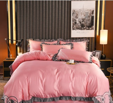 100 Pieces Of European-Style Washed Silk Four-Piece Set, Ice Silk Nude Bed Sheet And Duvet Cover, Summer Silk Bedding Three-Piece Set