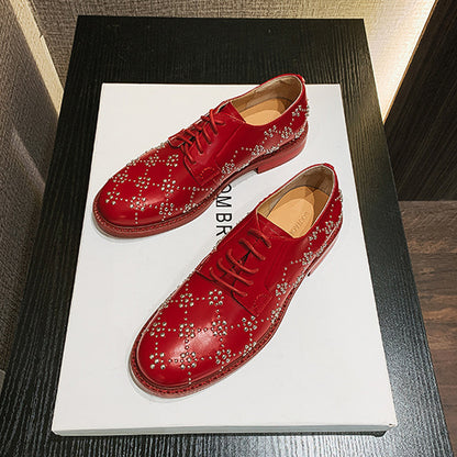 Spring Patent Leather Rivets British Style Net Red Black Jk Japanese Small Leather Shoes Women