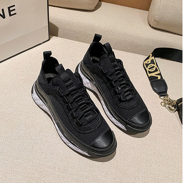 Luxury Brand Wedges Sneakers Women Leather Chunky