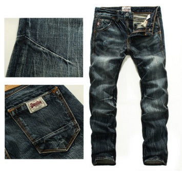 Quality Vintage Men Dark Jeans