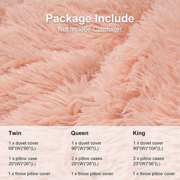 Luxury Fluffy Fuzzy King Bedding Comforter Set?4 Pieces Shaggy Duvet Cover Set?Furry Plush Velvet Comforter Cover with Zip Closure?King?Pink