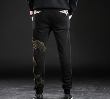 Chinese style embroidery five-foot pants Trousers leisure size men's long pants