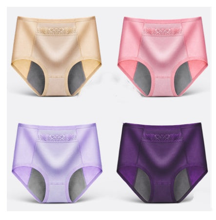 4 Physiological Underwear Women''s Waist Cotton Aunt Menstrual Period Leak-proof Girl Warm  Breathable Triangle Health Pants