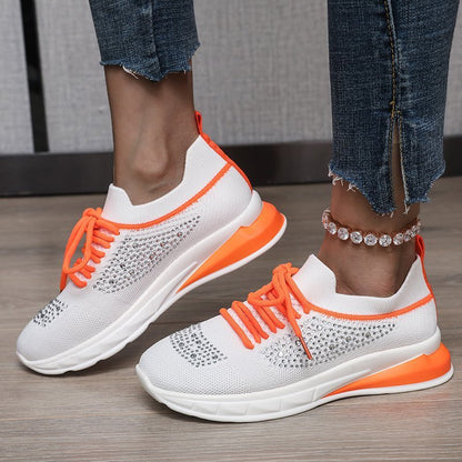 Summer New Style Rhinestone Casual Shoes Women Walking Shoes Socks Sports Shoes