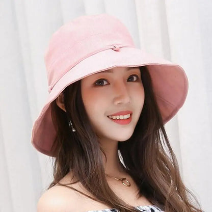 2019 New Cotton Beach Bow Hats for Women Hat Female Lady Bucket Hat Hat Summer Woman Anti-Uv Panama Summer Sun Cap Viseira