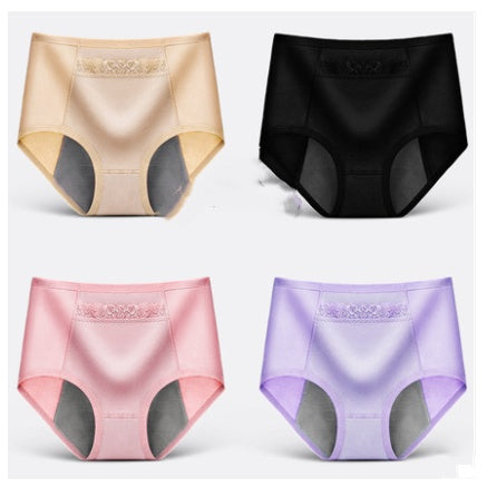 4 Physiological Underwear Women''s Waist Cotton Aunt Menstrual Period Leak-proof Girl Warm  Breathable Triangle Health Pants