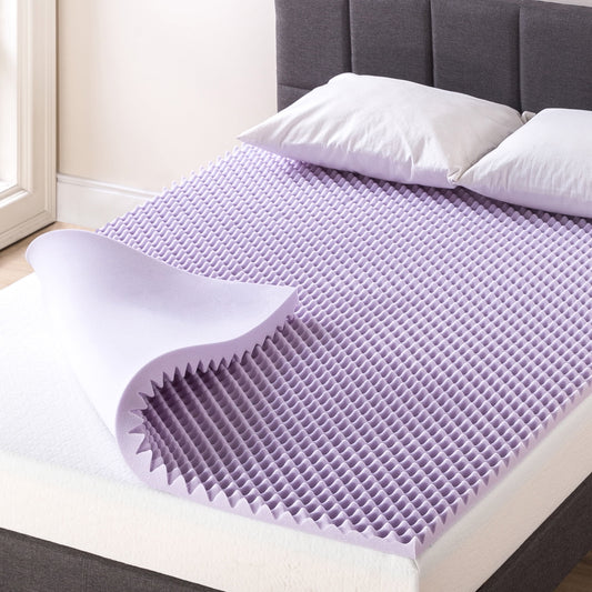 1.5" Memory Foam Egg Crate Mattress Topper with Lavender Infusion, King