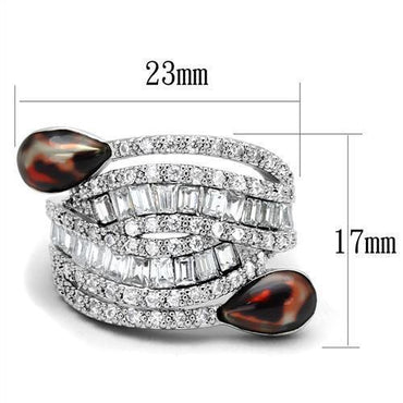 3W1307 - Rhodium Brass Ring with AAA Grade CZ  in Clear