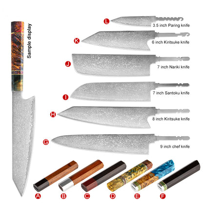 Chef Knife Blank Household Kitchen Knife Embryo Damascus Steel Knife Embryo Semi-finished Products