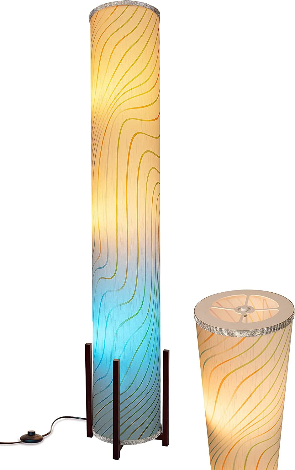 Column Floor Lamps 61Inches Color Changing Floor Lamp,With 3 Smart Light Bulbs,Remote Control Floor Light, Dimmable LED RGB, Tall Standing Lamps for Bedroom Room and Living Room