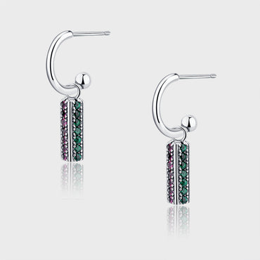 Long 925 Sterling Silver Colorful Lovely Earrings