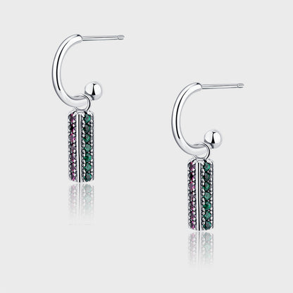 Long 925 Sterling Silver Colorful Lovely Earrings