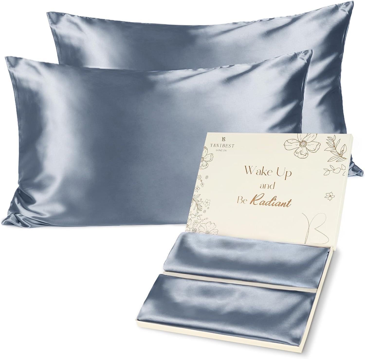 Satin Pillowcase, Silk Pillow Cases for Hair and Skin with Zipper, Queen Pillow Cases Set of 2 for 20"X30", Exquisite Packaging for Women Men