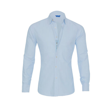 Summer Lapels Solid Color Long Sleeve Button Men