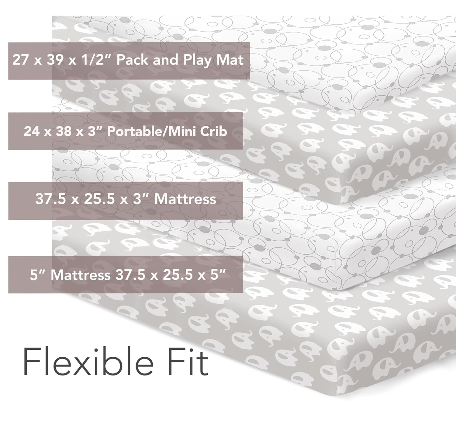 100% Organic Cotton Fitted Sheets for Graco Pack N Play, Babyletto, Pamo Babe, Hiccapop, Dream on Me, Evenflo, Baby Trend, Hygge Hush Portable/Mini Crib/Playards, Beka Bedside Bassinet 2 Pk