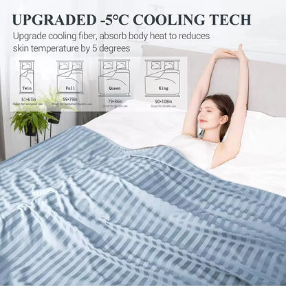 Revolutionary Cooling Blanket King, Absorbs Heat to Keep Body Cool for Night Sweats, Q-Max>0.5 Double Sided Stylish Lightweight Summer Cold Blankets for Hot Sleepers Blue 90" X 108"