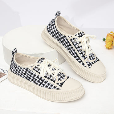 Wide-foot Casual Flat Sneakers Women's Platform Lace-up Large Size Women's Shoes