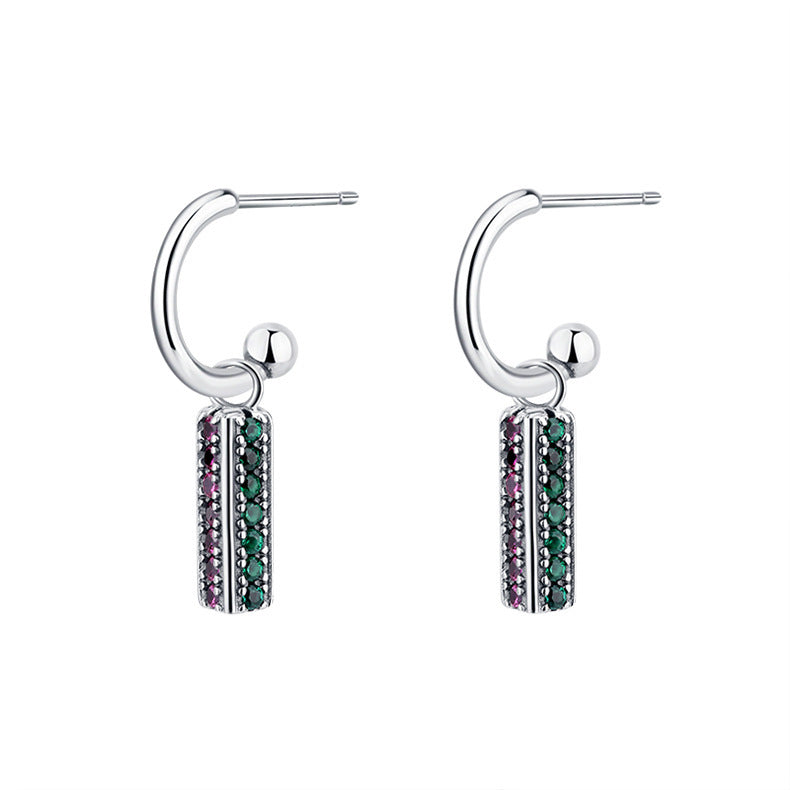 Long 925 Sterling Silver Colorful Lovely Earrings