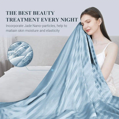 Revolutionary Cooling Blanket King, Absorbs Heat to Keep Body Cool for Night Sweats, Q-Max>0.5 Double Sided Stylish Lightweight Summer Cold Blankets for Hot Sleepers Blue 90" X 108"