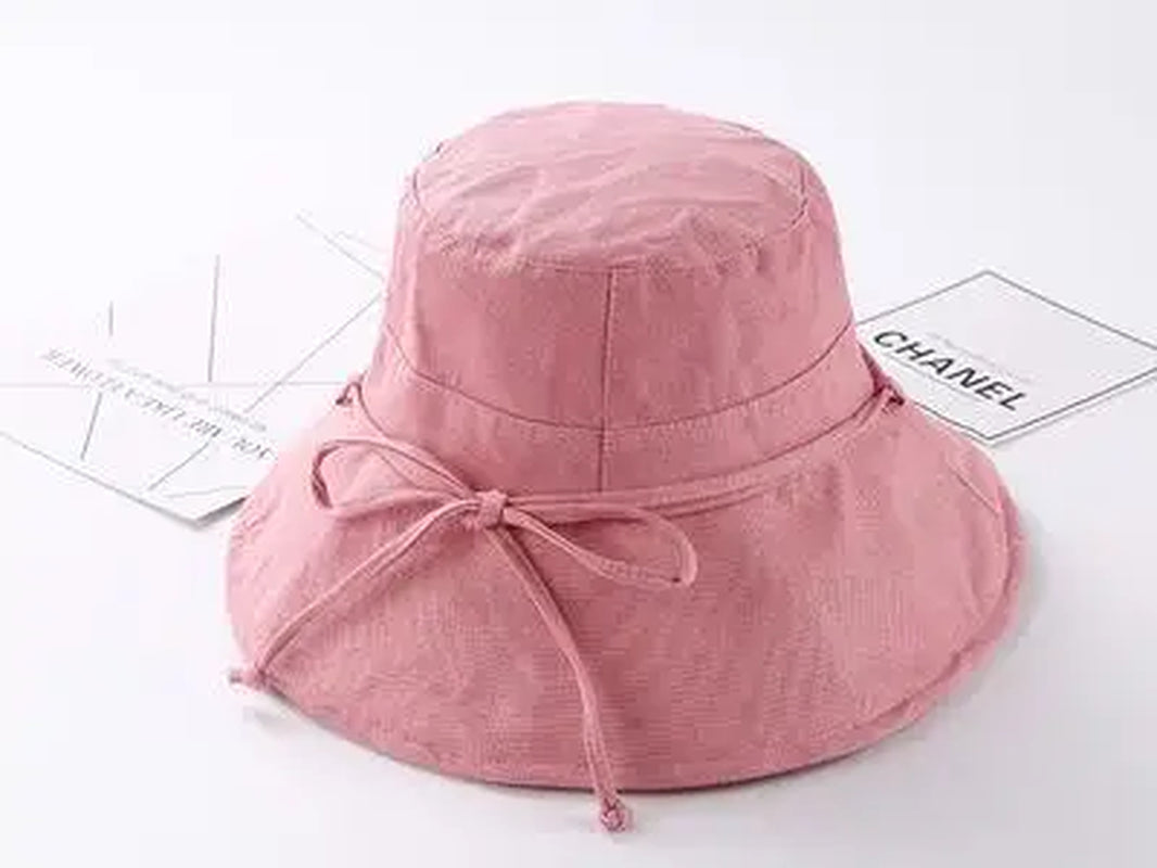 2019 New Cotton Beach Bow Hats for Women Hat Female Lady Bucket Hat Hat Summer Woman Anti-Uv Panama Summer Sun Cap Viseira