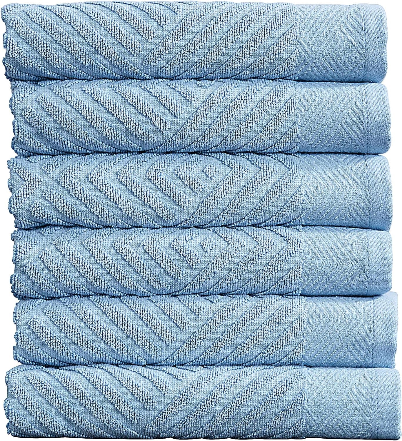 100% Cotton Soft Towel Set | Quick Dry and Highly Absorbent | Textured Hand Towels 16 X 28 | Brooklyn Collection (6 Pack Hand Towel, Airy Blue)