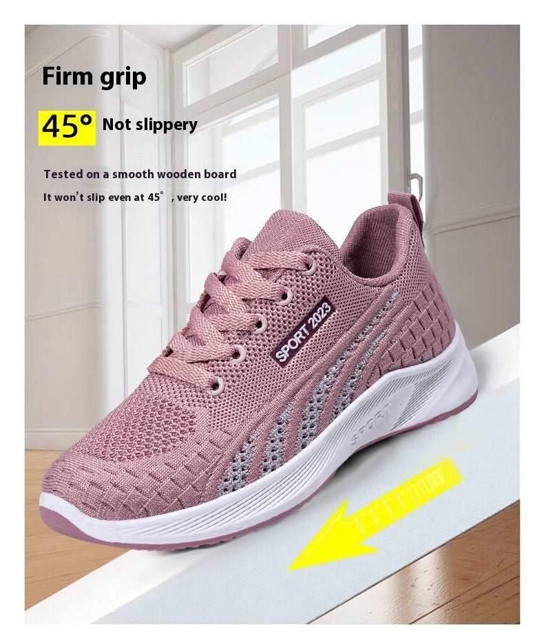 Flat Flying Woven Breathable Mesh Surface Sneaker Women's Casual Soft Bottom Shoes