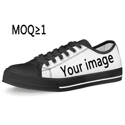 A Custom Pattern Low Shoes With Black Bottom Men's And Women's Canvas Shoes Student Casual Sneakers