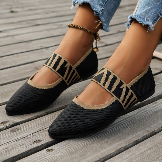 Striped Flats Shoes Fashion Casual Pointed Toe Loafers Lazy Shoes For Women